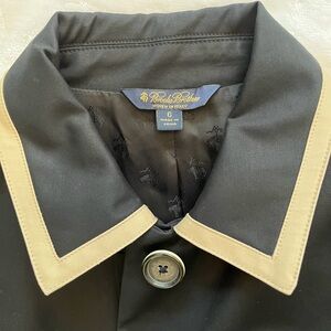Brooks Brothers Black Coat with Tan Trim Collar